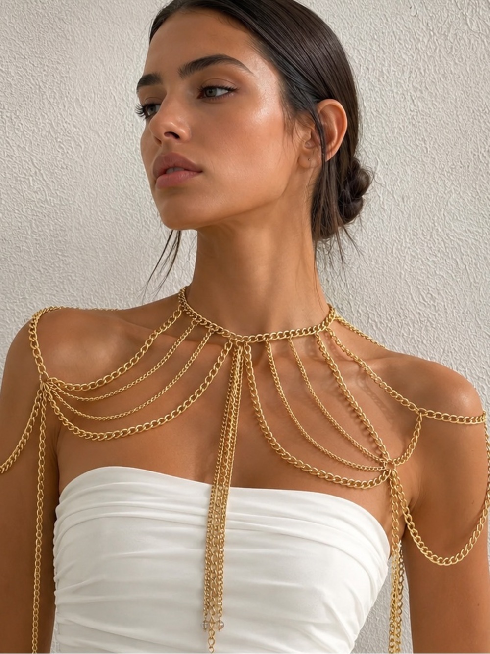 Gold Multi-Chain Shoulder Necklace